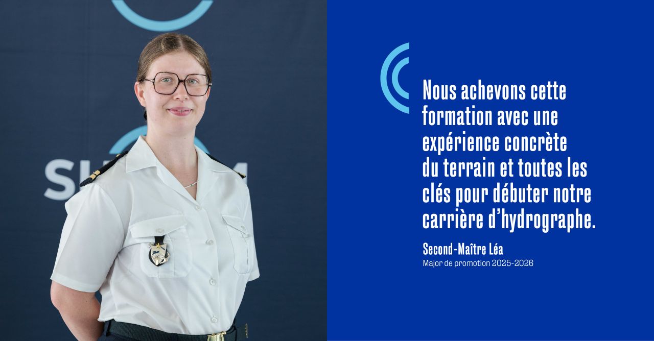 Nous achevons cette formation avec une expérience concrète du terrain et toutes les clés pour débuter notre carrière d'hydrographe. Témoignage du Second-Maitre Léa